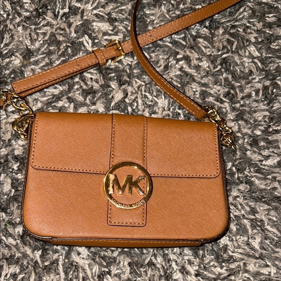 Michael Kors Brown Crossbody Bag with Pebbled Leather - Picture 1 of 10